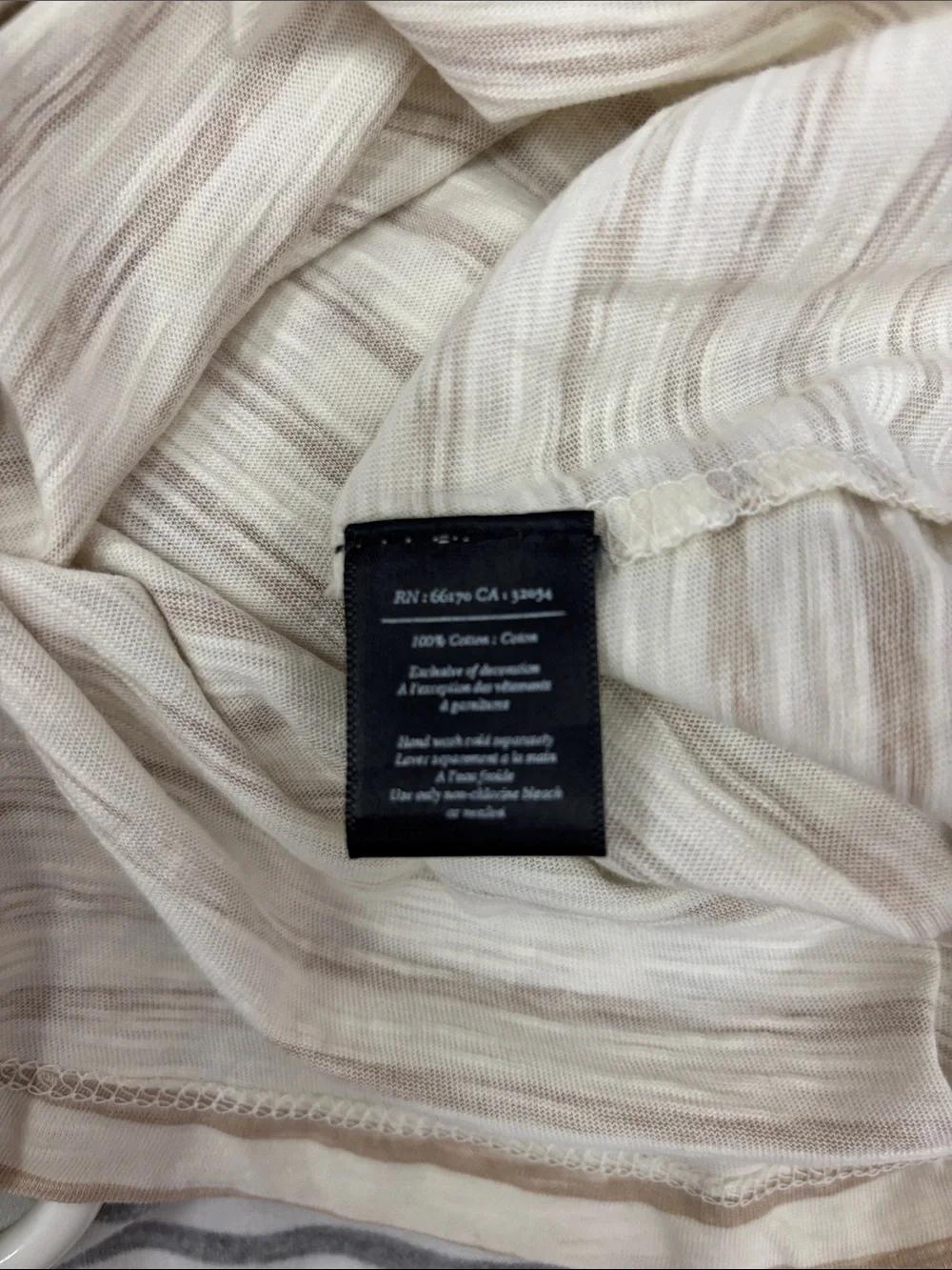 J Crew Deletta Cotton Embellished Shoulder Striped Tee in Cream and Taupe Sz XS